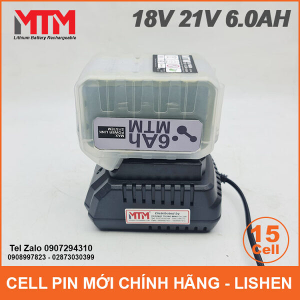 Pin chân phổ thông 18V 21V 6.0Ah 15 cell mạch 80A - vỏ trong suốt 9