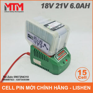 Pin chân phổ thông 18V 21V 6.0Ah 15 cell mạch 80A - vỏ trong suốt 18