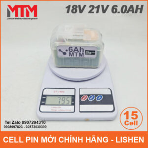 Pin chân phổ thông 18V 21V 6.0Ah 15 cell mạch 80A - vỏ trong suốt 22