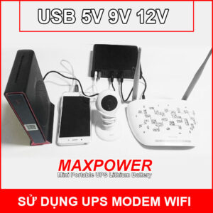 Nguồn điện UPS dự phòng modem wifi camera USB 5V 9V 12V 12000mAh MAXPOWER 15