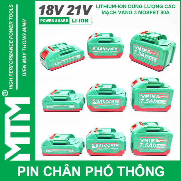 Pin chân phổ thông Makita 18V 21V 2.5Ah 5 cell mạch 80A led báo pin chống sốc - Cell EVE 25P 11