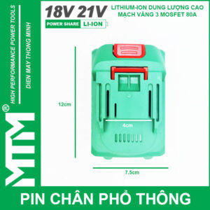 Pin chân phổ thông Makita 18V 21V 2.5Ah 5 cell mạch 80A led báo pin chống sốc - Cell EVE 25P 17