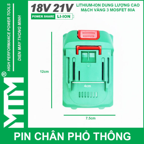 Pin chân phổ thông Makita 18V 21V 2.5Ah 5 cell mạch 80A led báo pin chống sốc - Cell EVE 25P 9