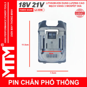 Pin chân phổ thông Makita 18V 21V 6Ah 15cell mạch 80A led báo pin chống sốc - Cell LISHEN 19