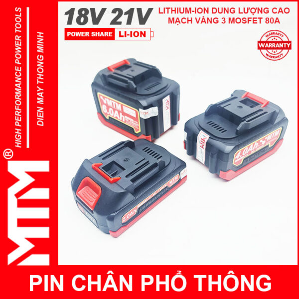 Pin chân phổ thông Makita 18V 21V 6Ah 15cell mạch 80A led báo pin chống sốc - Cell LISHEN 11