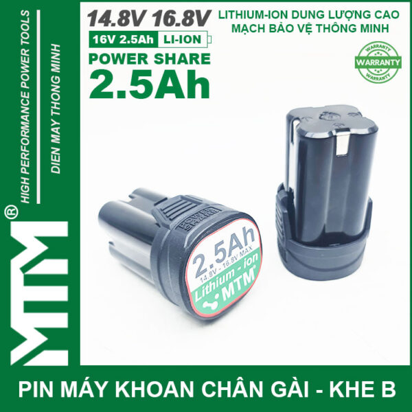 Pin máy khoan bắt vít 16.8V 2.5Ah 4 cell chuẩn chân gài khe B – Cell EVE 12C 30A 4