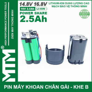 Pin máy khoan bắt vít 16.8V 2.5Ah 4 cell chuẩn chân gài khe B – Cell EVE 12C 30A 11