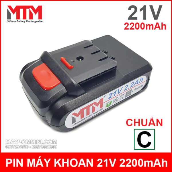 Pin máy khoan bắn vít cầm tay 21V 2200mAh MTM chuẩn C 3