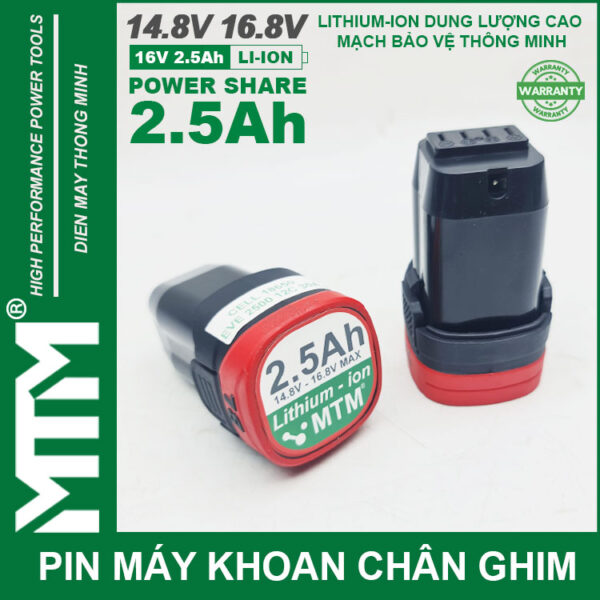 Pin máy khoan bắt vít 16.8V 2.5Ah 4 cell chuẩn khe chân ghim - Cell EVE 12C 30A 4