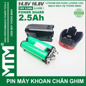 Pin máy khoan bắt vít 16.8V 2.5Ah 4 cell chuẩn khe chân ghim - Cell EVE 12C 30A 15