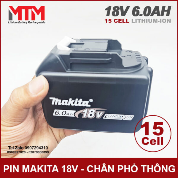 Pin chân phổ thông Makita Hukan Dekton 18V 21 6.0Ah 15 cell mạch 80A 4