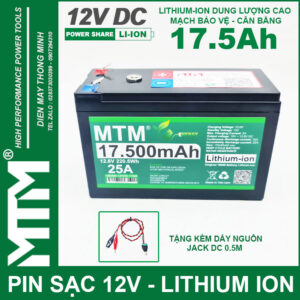 Pin đèn quạt tích điện 12V 17500mAh MTM - chống nước 17