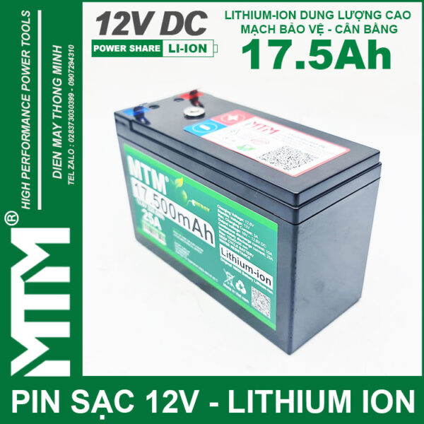 Pin đèn quạt tích điện 12V 17500mAh MTM - chống nước 5