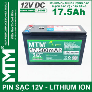 Pin đèn quạt tích điện 12V 17500mAh MTM - chống nước 16