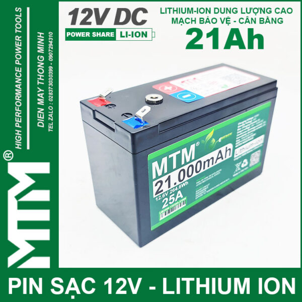 Pin đèn quạt tích điện 12V 21000mAh MTM - chống nước 4