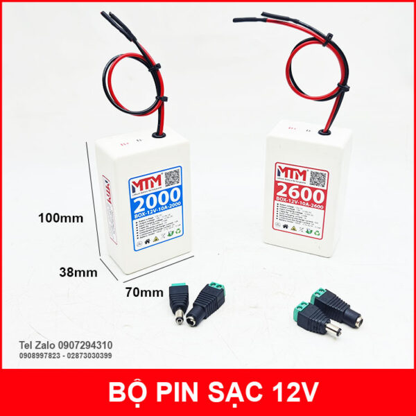 Bộ box pin sạc 12V 2000mAh 10A MTM 9