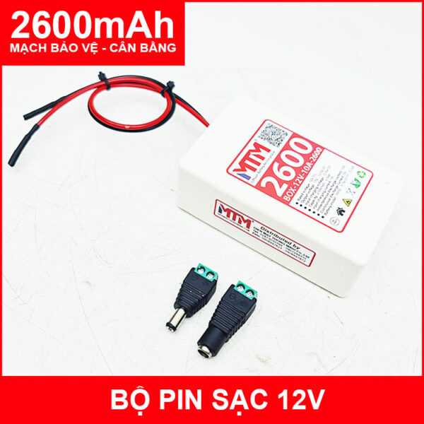 Bộ box pin sạc 12V 2600mAh 10A MTM kèm sạc 4