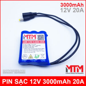 Pin sạc lithium 12V 3000mAh 3S chịu tải 20A MTM 9