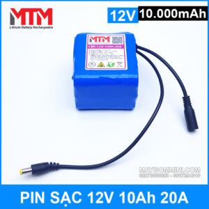 Pin sạc lithium 12V 10.000mAh 3S chịu tải 20A MTM 14