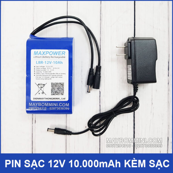 Pin sạc 12V 10Ah MAXPOWER kèm sạc 3