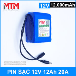 Pin sạc 12V 12Ah 3S chịu tải 20A MTM kèm sạc 15