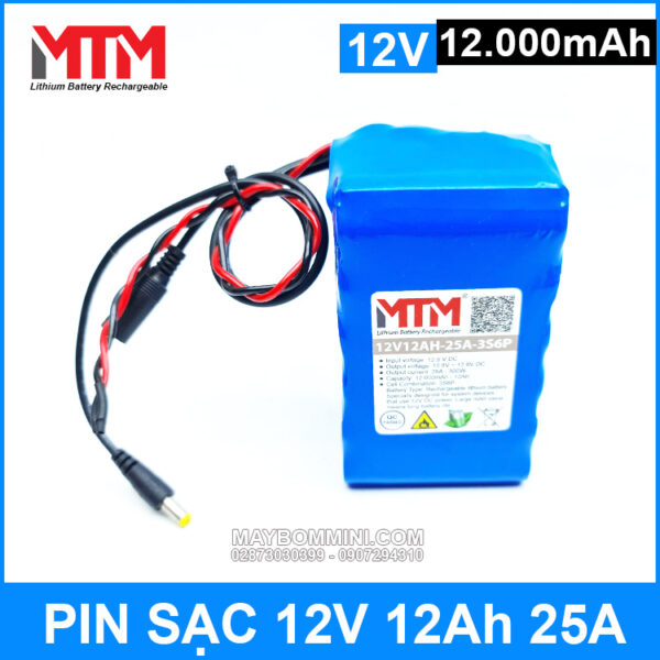 Pin sạc 12V 12Ah 25A 3S MTM 3