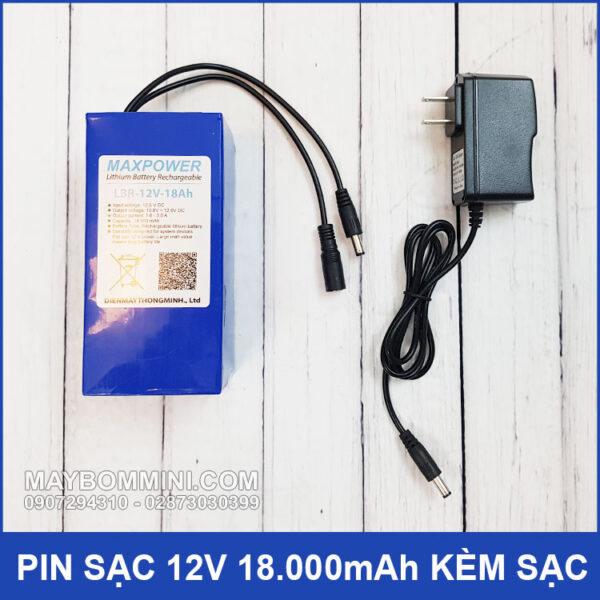 Pin sạc 12V 18000mAh kèm sạc pin 3