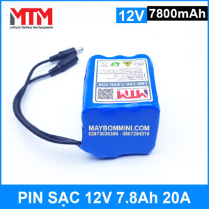 Pin sạc lithium 12V 7800mAh 3S chịu tải 20A MTM 12