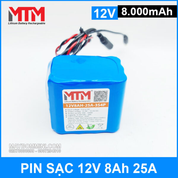 Pin sạc 12V 8Ah 25A 3S MTM 4