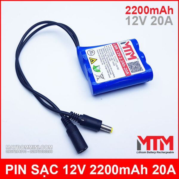 Pin sạc lithium 12V 2200mAh 3S chịu tải 20A MTM 4