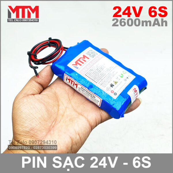 Khối pin 24V 2.6Ah 6S 65A MTM kèm sạc 8