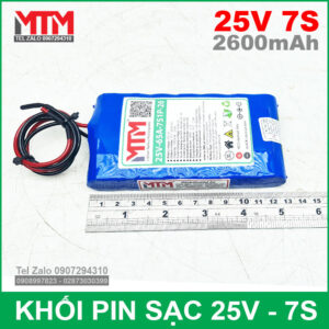 Khối pin 25V 2.6Ah 7S 65A MTM kèm sạc 14