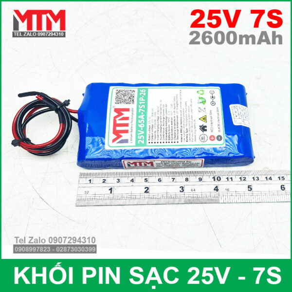 Khối pin 25V 2.6Ah 7S 65A MTM kèm sạc 7