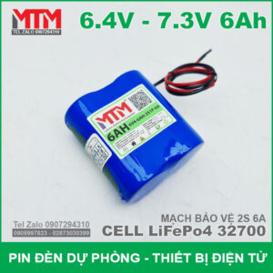 Khối pin sạc 6.4V 7.3V 6Ah 6A LiFePo4 2S MTM 13