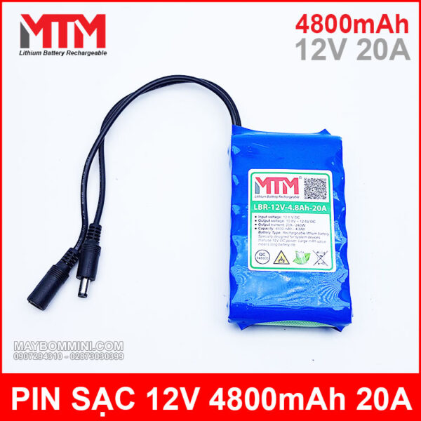 Pin sạc lithium 12V 4800mAh 3S chịu tải 20A MTM 3