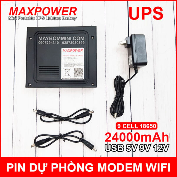 Nguồn điện UPS dự phòng modem wifi camera USB 5V 9V 12V 24000mAh MAXPOWER 4