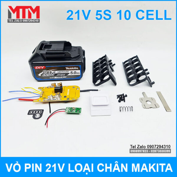 Vỏ pin Makita 18V 21V 10 cell kèm báo pin mạch sạc bảo vệ 80A 3