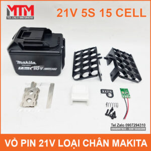 Vỏ pin Makita 18V 21V 15 cell kèm báo pin mạch sạc bảo vệ 80A 21