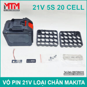 Vỏ pin Makita 18V 21V 20 cell kèm báo pin mạch sạc bảo vệ 80A 11