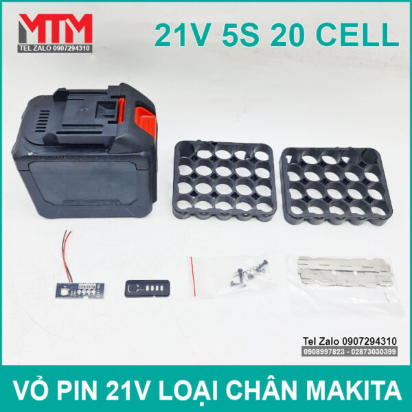 Vỏ pin Makita 18V 21V 20 cell kèm báo pin mạch sạc bảo vệ 80A 5