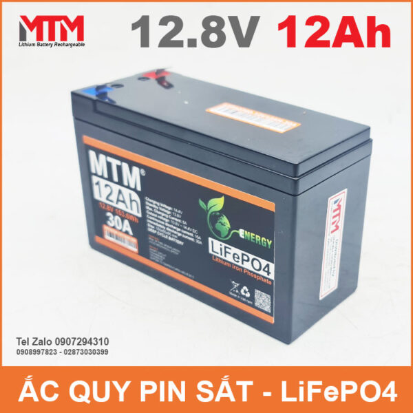 Bình ắc quy pin sắt LiFePo4 12V 12Ah 30A 4