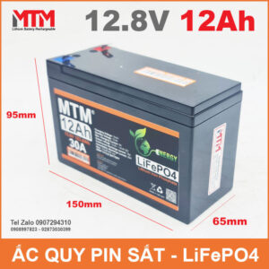 Bình ắc quy pin sắt LiFePo4 12V 12Ah 30A 14