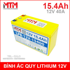 Bình ắc quy pin lithium 12V 15400mah 40A MTM kèm sạc 13