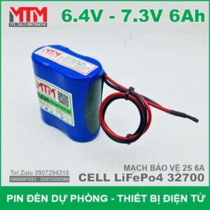 Khối pin sạc 6.4V 7.3V 6Ah 6A LiFePo4 2S MTM 11