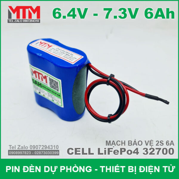 Khối pin sạc 6.4V 7.3V 6Ah 6A LiFePo4 2S MTM 5