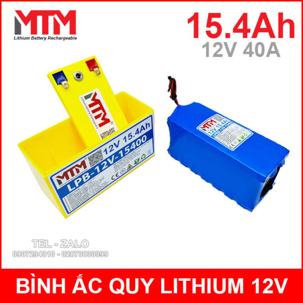 Bình ắc quy pin lithium 12V 15400mah 40A MTM kèm sạc 6