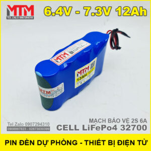 Khối pin sạc 6.4V 7.3V 12Ah 6A LiFePo4 2S MTM 15