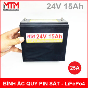 Bình ắc quy pin sắt LiFePo4 24V 15Ah 25A 12