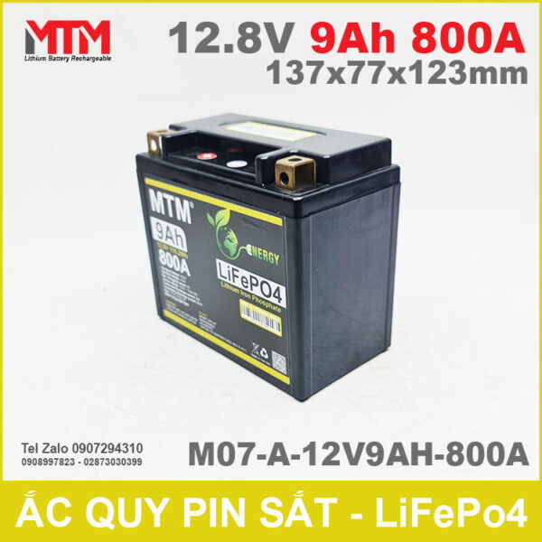 Bình ắc quy pin xe máy 12.8V 9Ah 800A MTM M07-A-12V9AH-800A 4