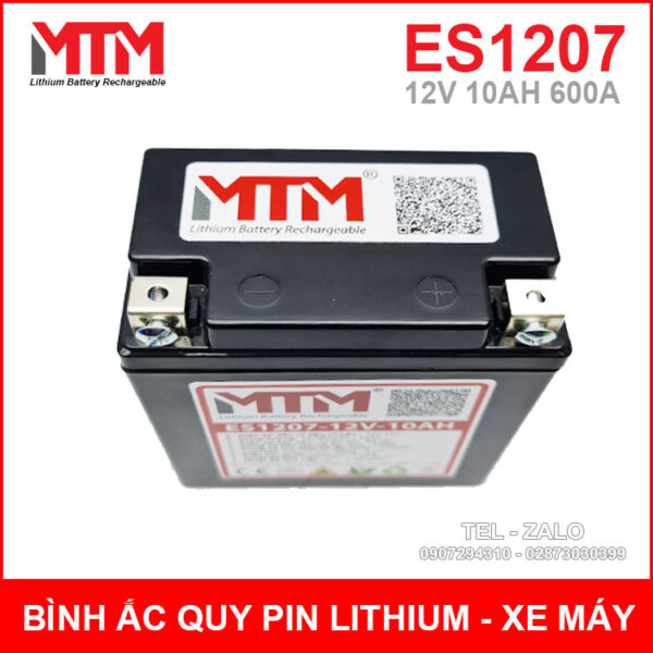 Bình ắc quy pin lithium xe máy 12V 10Ah 600A ES1207 6